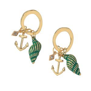 Gold Anchor & Conch Shell Earrings NWOT